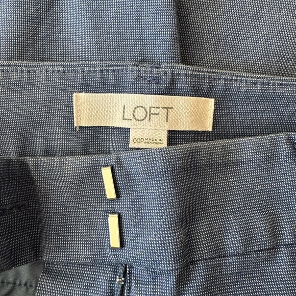 LOFT The Riviera Slim Blue Textured Cropped Work Pants Size 00 Petite - Picture 7 of 7
